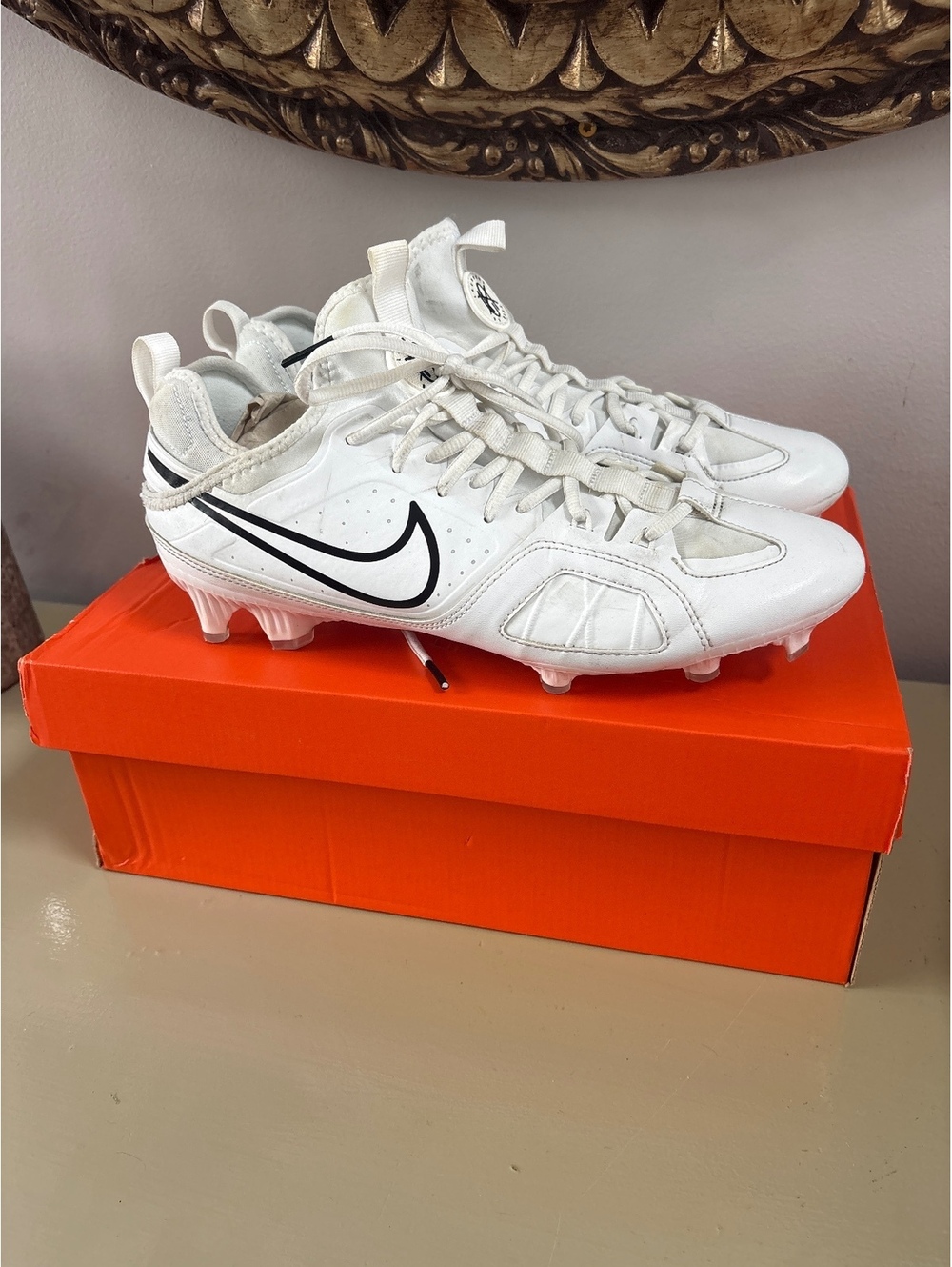 Nike Huarache 9 Varsity LAX Cleats White Black Size 11 Mens 12.5 Womens